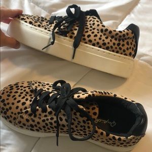 Leopard print high top sneakers